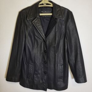 Vintage Winlit Black Leather Jacket size Large